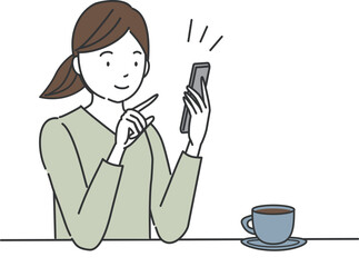 スマートフォンをクリックする女性