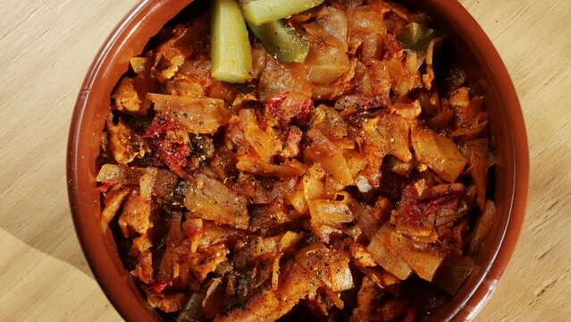 Stuffed cabbage with meat and tomato sauce, traditional Hungarian homemade food.