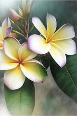 Fototapeta na wymiar Flor de mayo, Lei flower, Plumeria frangipani, beautiful flower