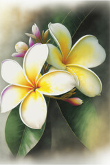 Fototapeta na wymiar Flor de mayo, Lei flower, Plumeria frangipani, beautiful flower
