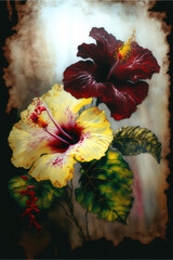 Hibiscus water color illustration