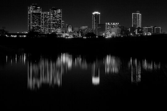 Fototapeta Fort Worth Skyline in Black and White