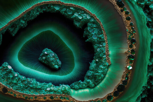 Green Emerald Crystal Geode Gemstone Closeup