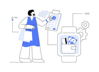 Obraz na płótnie Canvas Smartwatch payment abstract concept vector illustration.