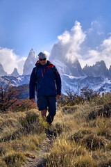 young man trekking in El Chalten, Argentina