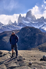 Fototapeta premium young man trekking in El Chalten, Argentina