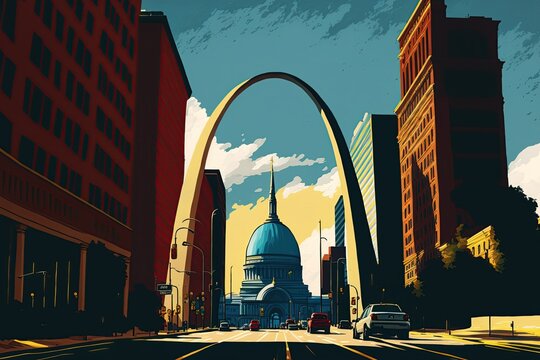 An illustration of the St. Louis arch. AI generated art. 