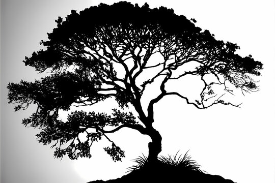 Tree silhouette clip art, vector illustration. Generative AI.