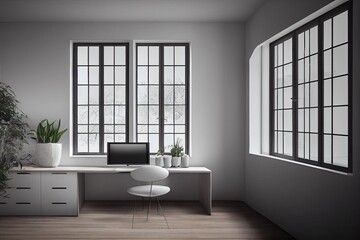 mock up poster frame in boho interior background, wooden living room design, Scandinavian style. Generative AI illustration