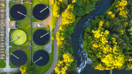 Water treatment plant. Recycling plant top view
