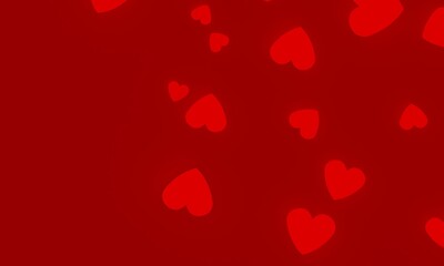 Red hearts of various sizes on pure red background. 3D illustration. 3D CG. 3D illustration.