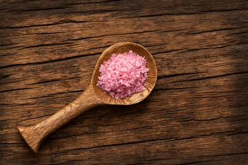 Exquisite red wine salt for seasoning in the spoon