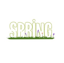 spring word texrt on white background illustration colorful, seasons