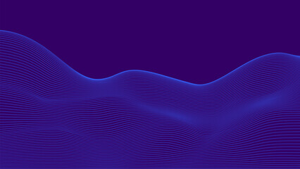 Dark background Blue Purple wave lines. Flowing blue waves design Abstract digital wave. Flow. Line Vector illustration for tech futuristic innovation concept modern Background Graphic design Space