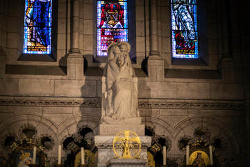 Statue of Mary and baby Jesus at Sacre Coeur Cathedral, Paris, France