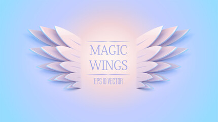 Pair of magic wings. Stylish banner with copyspace place for text or logo. Fairy tale design element. Vector illustration