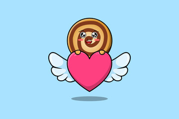 cute cartoon Cookies character hiding heart in flat cartoon style illustration