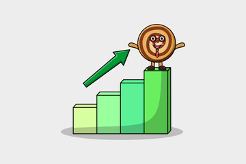 Cookies cute businessman mascot character with a deflation chart cartoon style design