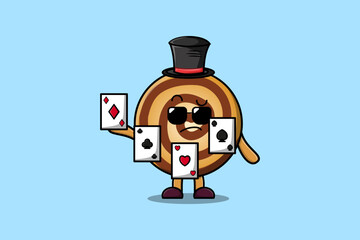 Cute cartoon Cookies magician character in flat cartoon style illustration