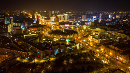 Fototapeta na wymiar Urban landscape at night during the Spring Festival in Changchun, China