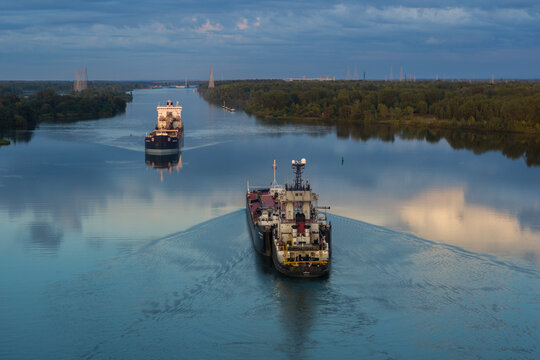 Commercial Freight Ships, St. Lawrence Seaway, Massena, New York