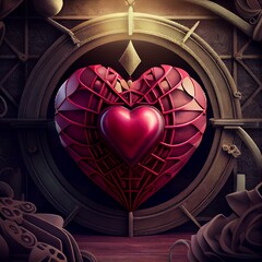 Red heart concept for valenine's day, generative ai