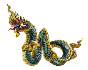 King of naga, naka  Thailand dragon or serpent king on white background - obrazy, fototapety, plakaty