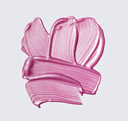 pink shimmer swatch of lip gloss, glossy lipstick  product stroke, acryl gouache oil paint texture, cosmetic or beauty product texture