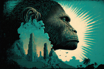 ancient gorilla surreal painting (generative AI)