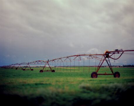 Irrigation system is configured to move in a straight line, this will help farmers use their rectangular fields to the maximum.