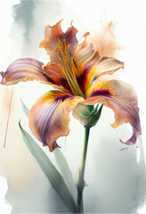 Fototapeta na wymiar daylily, lily, water color illustration