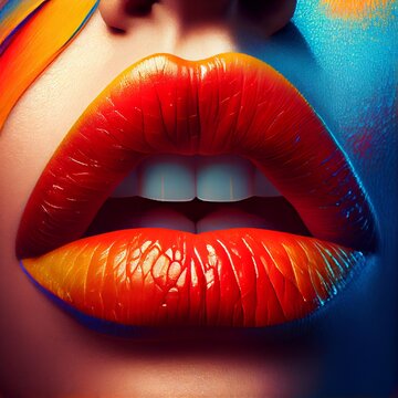 Beautiful red lips, generative ai