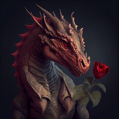 Cute dragon for valentine's day, generative ai
