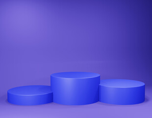 3d three podium design in rendering. Illustration 3d rendering design for graphic resources, product advertisement. 