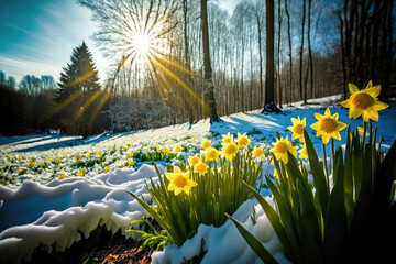 Melting Snow And Sun Shining