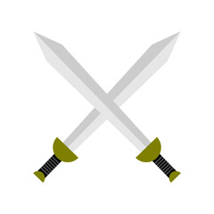 Roman knight traditional sword with crossed position. Spartan. Weapons illustration and vector in flat concept.