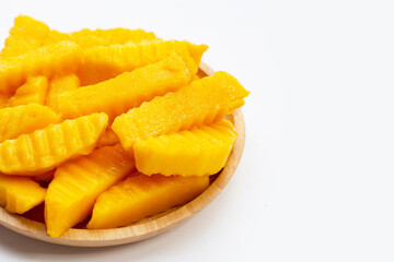 Sweet yellow mango fruit slices