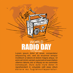 World Radio Day, 13 February, Poster and Banner