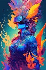 Virtual reality, Metaverse exploration, artistic concept.