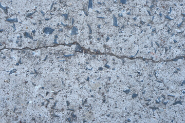 Cement road background with soil subsidence cracks