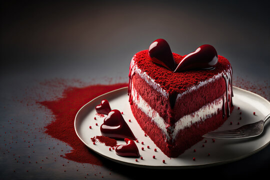Valentine's Day red velvet cake. Generative AI