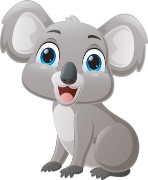 Cute little koala cartoon sitting