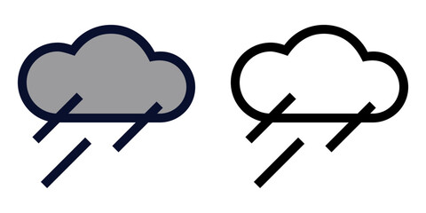 Rain and Cloud. Color and Line Icons