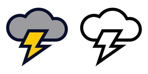 Thunderstorm. Color and Line Icons