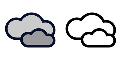 Clouds. Cloudy. Color and Line Icons