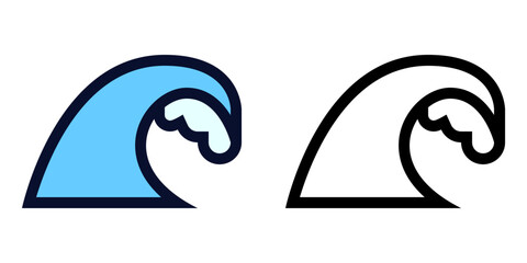 Water Ocen Wave. Color and Line Icons