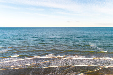 waves on the beach in the late afternoon, Valencia, Spain