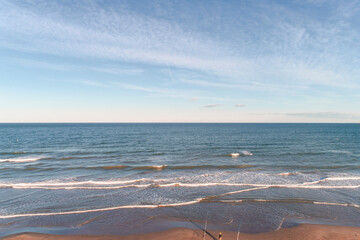 waves on the beach in the late afternoon, Valencia, Spain
