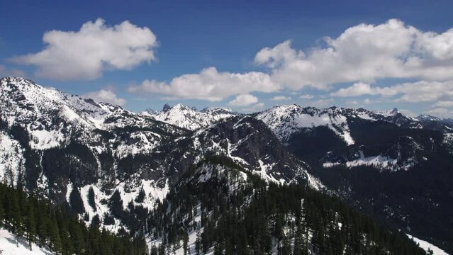 Mountain Peak Drone Parallax in Spring Season
