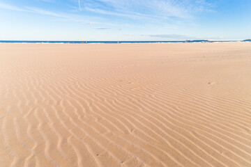 Fototapeta na wymiar sand dunes on the beach of Valencia in Autumn 